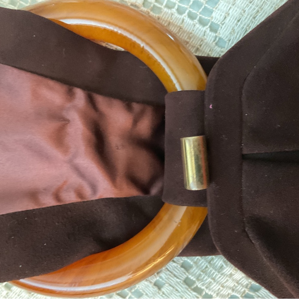 Lewis Vintage Brown Suede Handbag from the 1940s and 1950s era - Picture 4 of 8